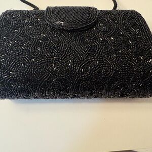Talbots Black Beaded Evening Bag